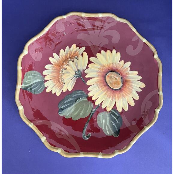 Certified International Pamela Gladding Fiori 13” Round Chop Plate Rare Pattern - Picture 2 of 3